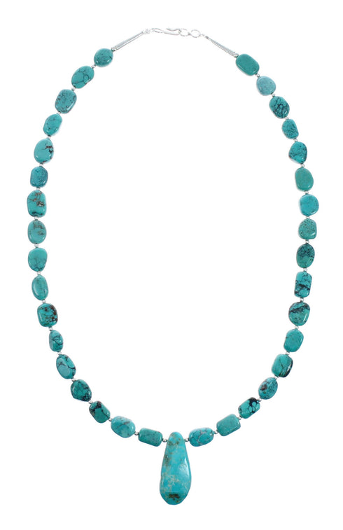 Sterling Silver Turquoise Pendant Bead Native American Necklace Set X10543